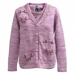 Storybook Knits VTG RARE Womens XS Pink Cardigan 2 pc Set Gold Charm HSN Vintage